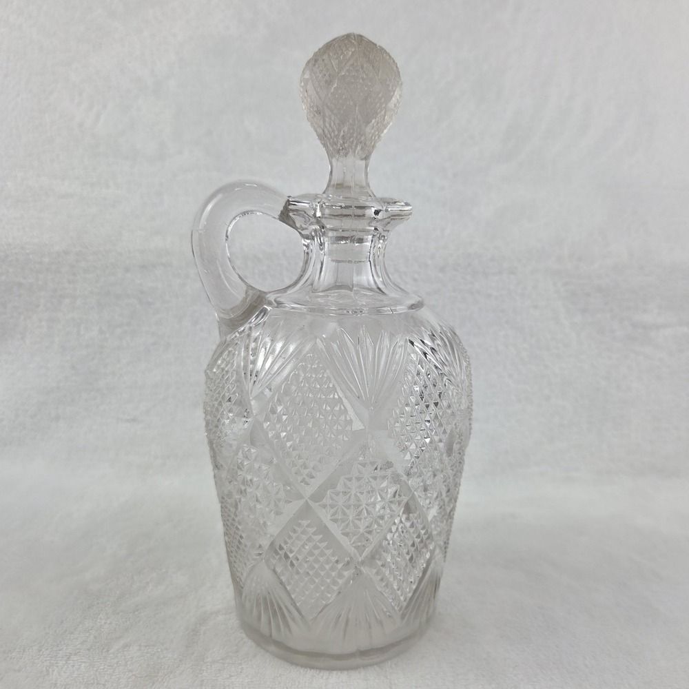 1890s Flint Glass Co. EAPG Peerless Cruet Decanter Pressed Glass “Sun Purple”